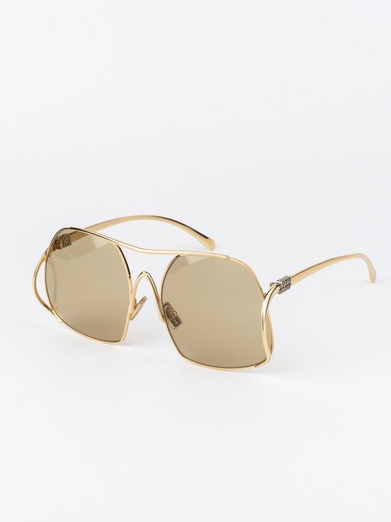 Miu Miu Women Sunglasses Gold Yellow Pilot MUA55S 5AK10R NEW AUTHENTIC main image 7